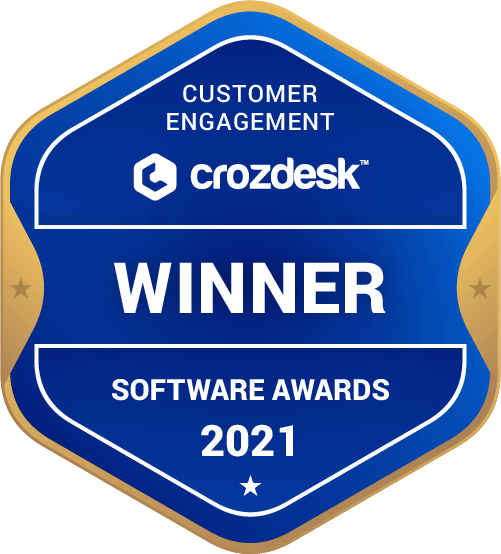 Miglior Software Crozdesk winner 2021 Badge Miglior Software - Vincitore Crozdesk winner 2021 customer engagement