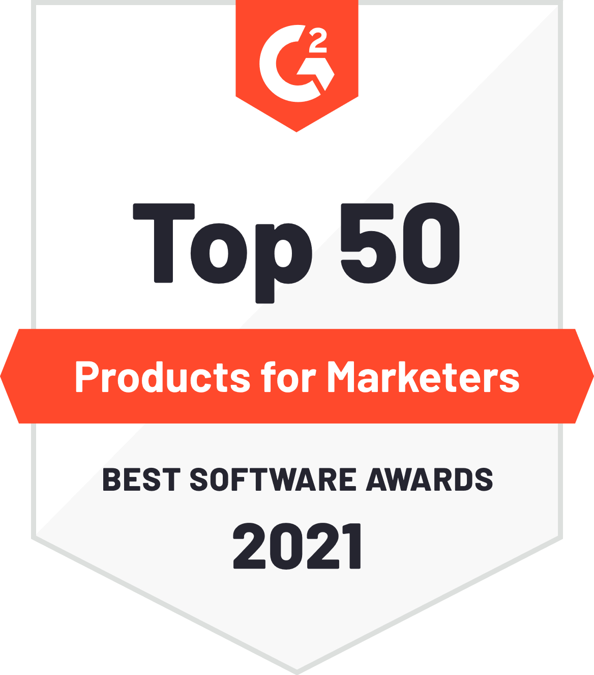 G2 Top50 2021 Badge Miglior Software - G2 Top50 prodotti per marketers 2021