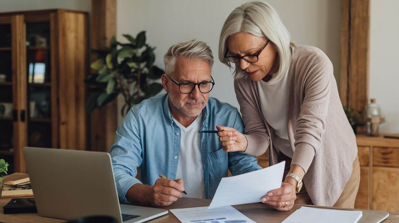 coppia di 50enni che pianifica la pensione