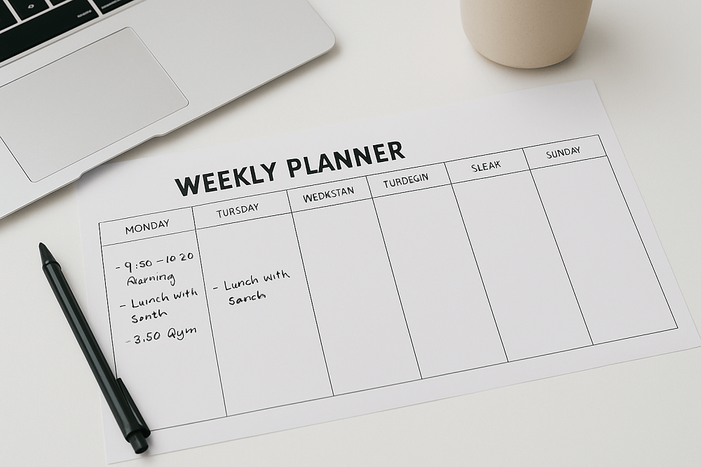 penna ed agenda a rappresentare la pianificazione costante e dettagliata