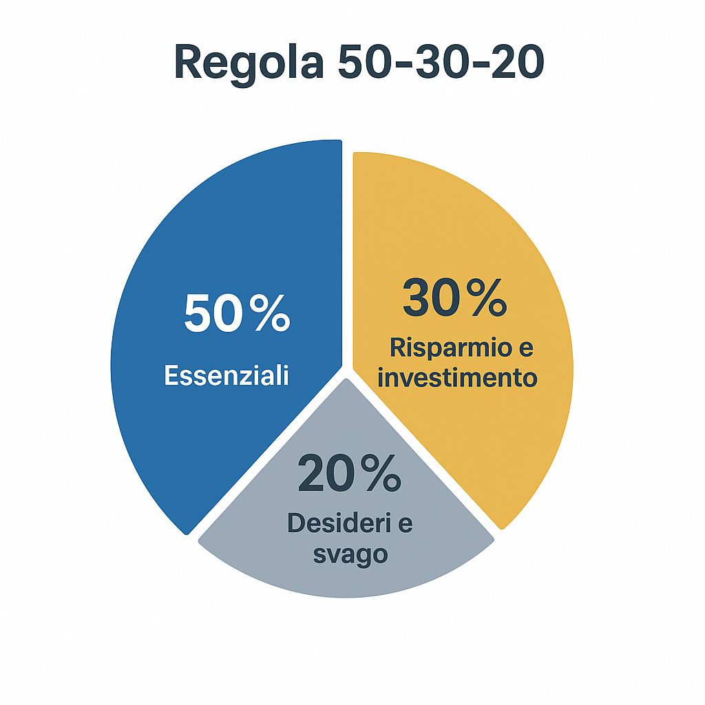 Grafico a torta con percentuali budget 50-30-20