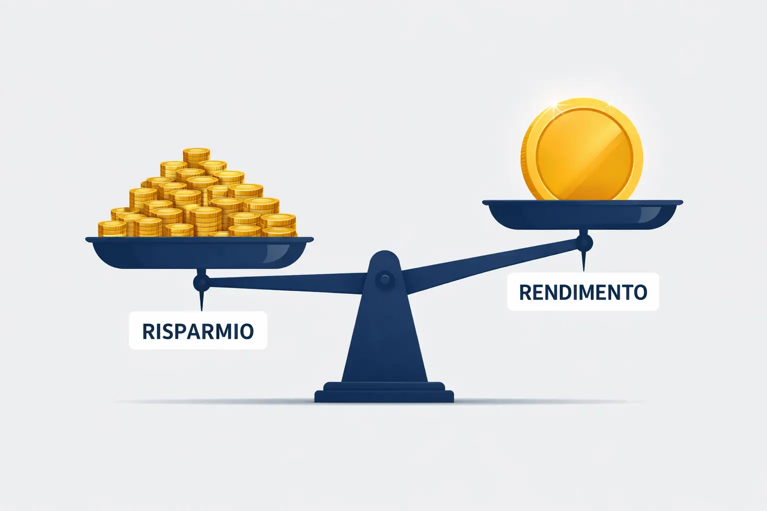 Bilancia risparmio vs rendimento - nei primi 100.000 euro il risparmio pesa molto più dell'investimento