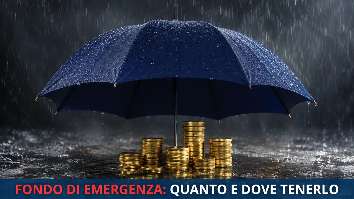 Fondo di emergenza copertina Fondo di emergenza come ombrello che protegge i risparmi dalla pioggia degli imprevisti